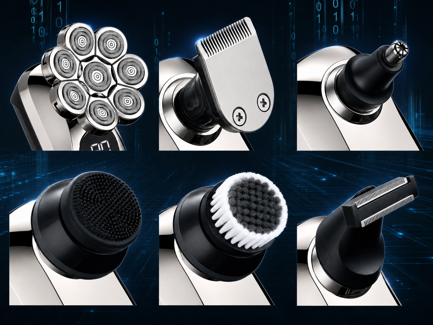 Manzonx T6 Pro 6-in-1 Electric Head Shaver for Men