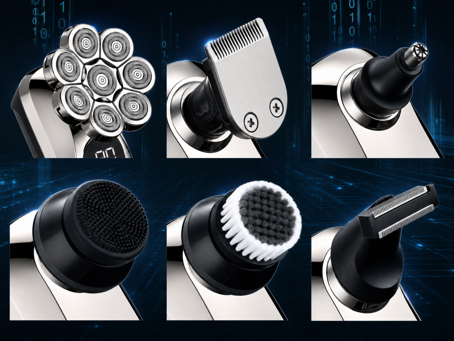 Manzonx T6 Pro 6-in-1 Electric Head Shaver for Men