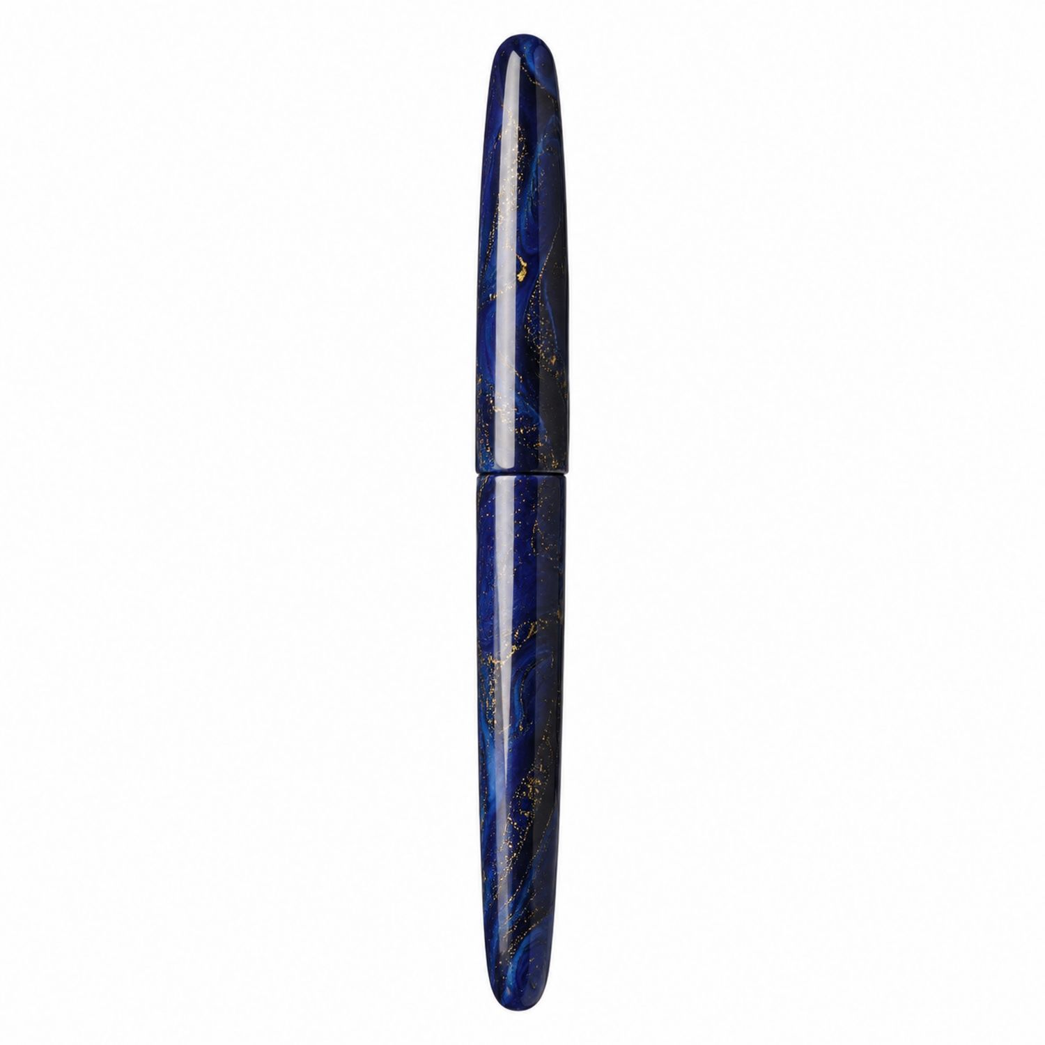 Stylo Plume Élegant Bleu Marbré avec Détails Dorés