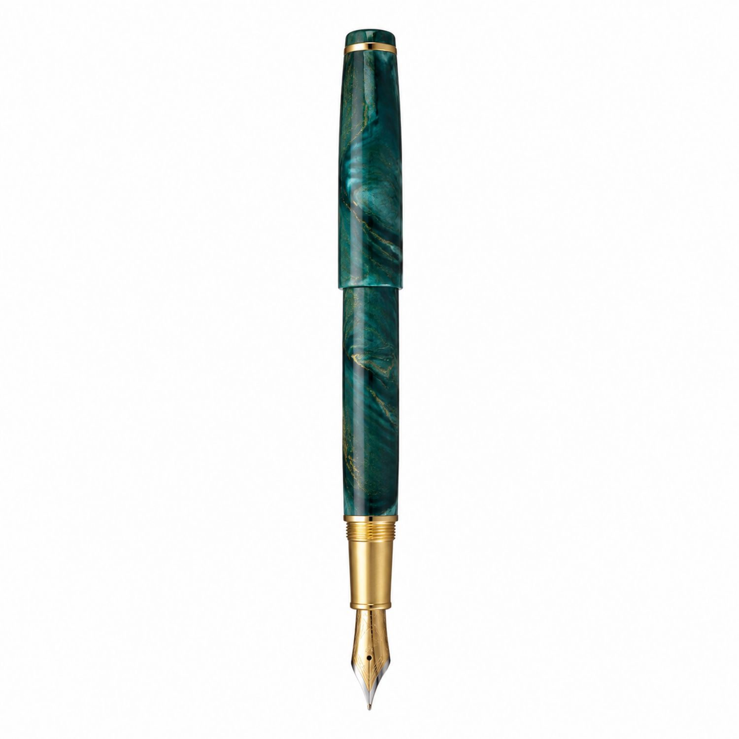 Stylo Plume Vert Marbré avec Accents Dorés