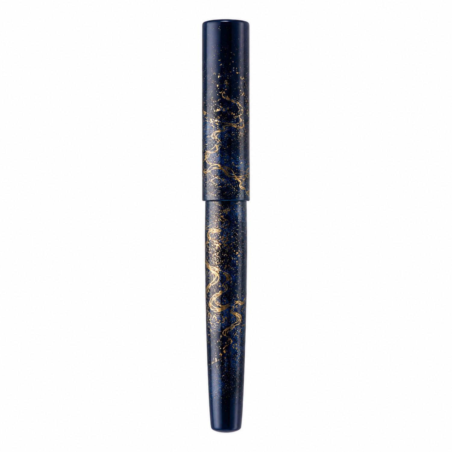 Stylo Plume Bleu Nuit avec Motifs Dorés