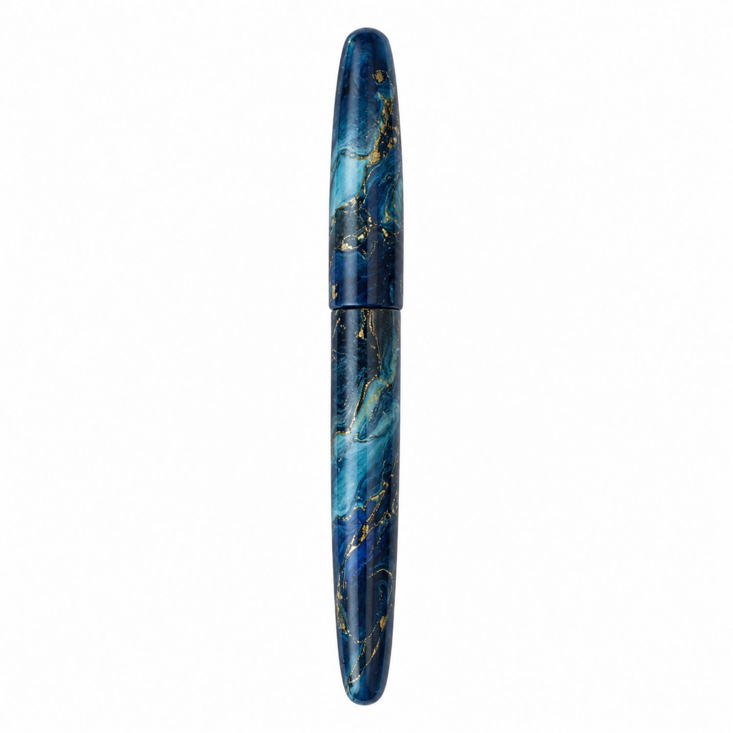 Stylo Plume Édition Limitée Marbré Bleu avec Détails Dorés
