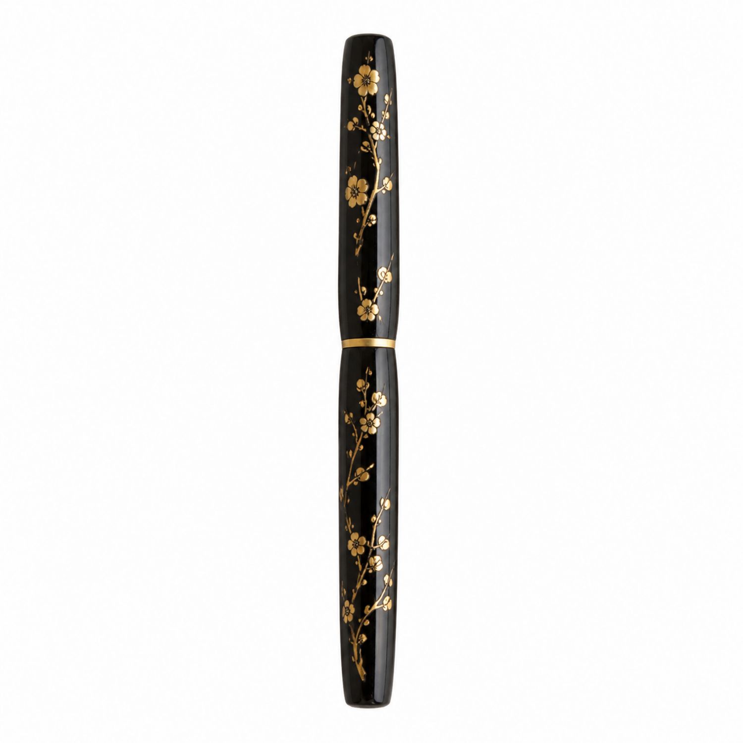 Stylo plume noir avec motifs floraux dorés