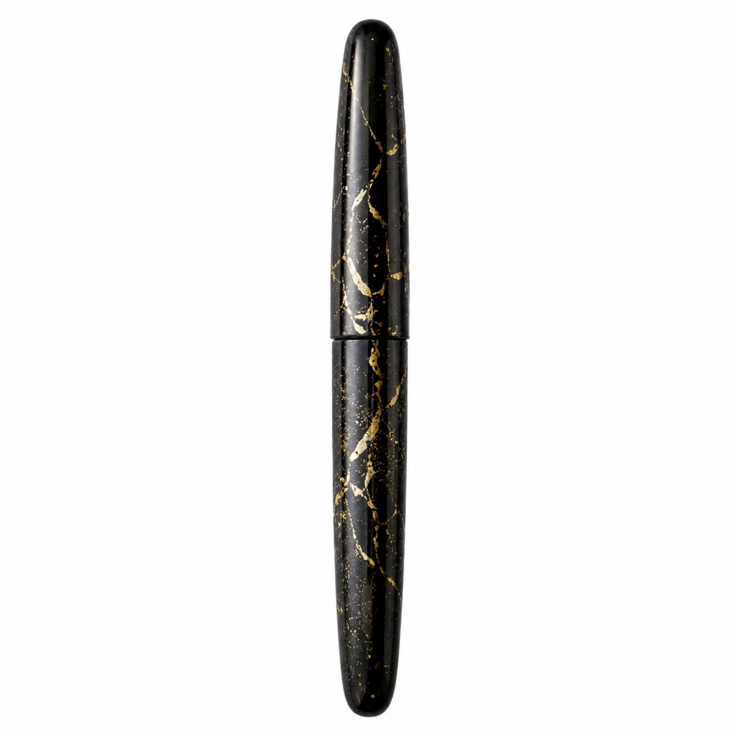 Stylo Plume Noir avec Motif Marbré Doré