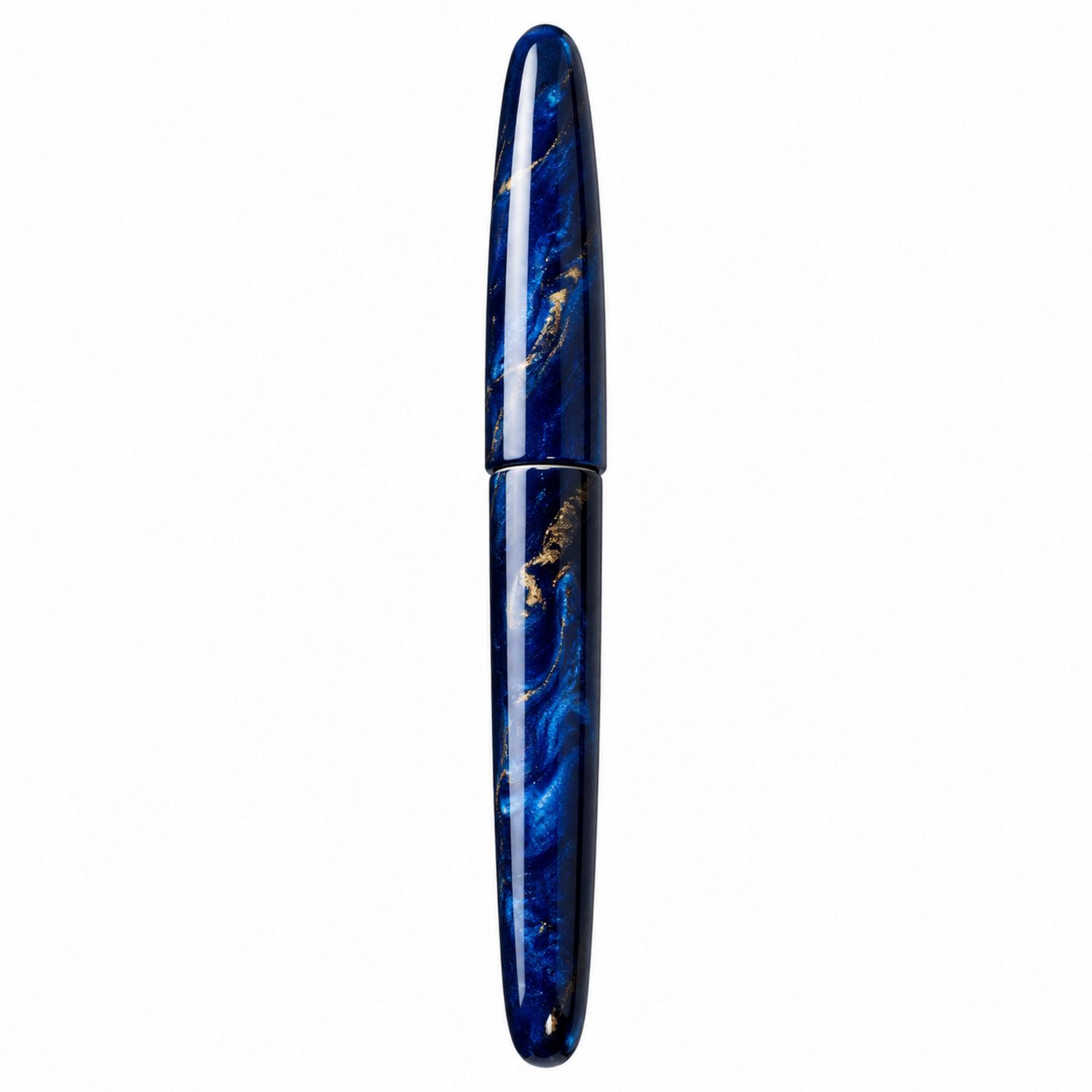 Stylo plume bleu marbré avec accents dorés