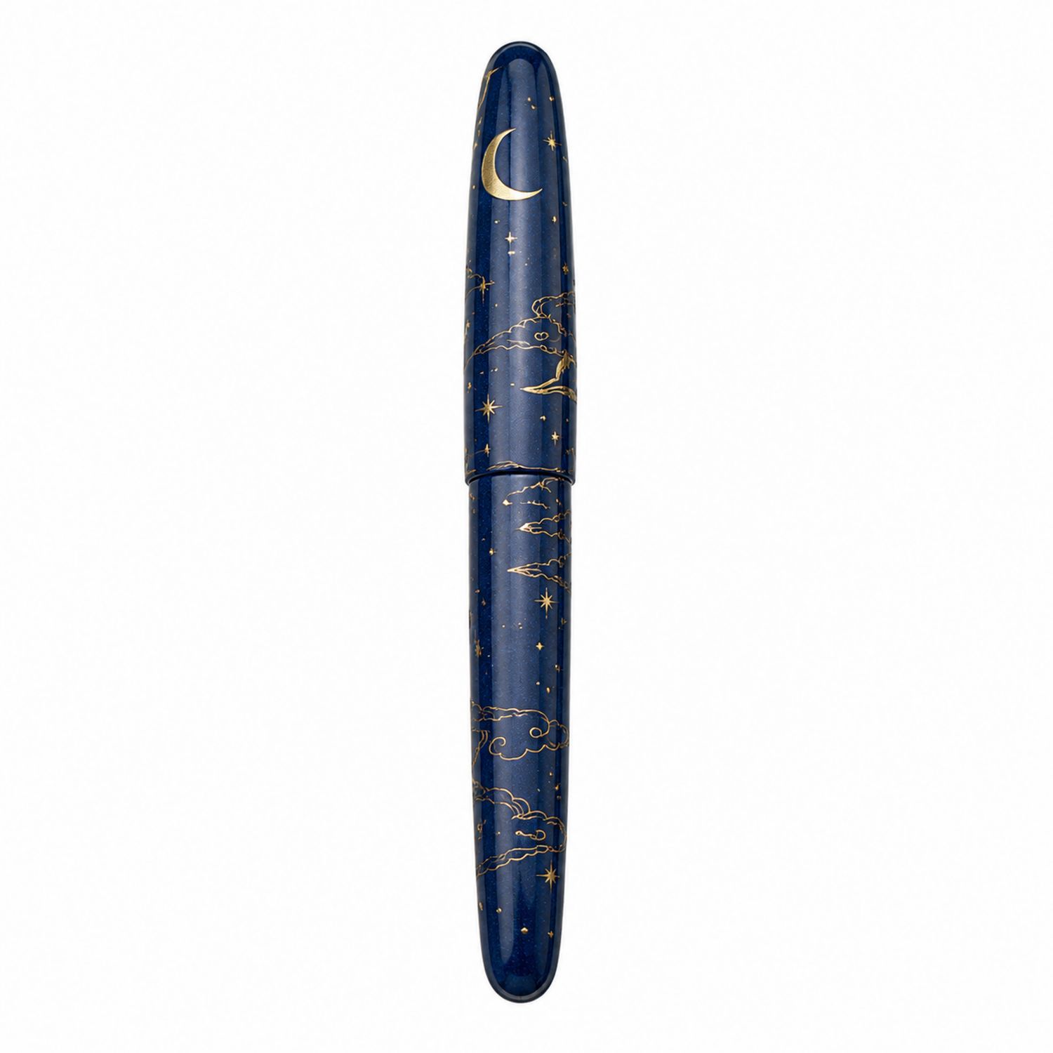 Stylo Plume Motif Ciel Étoilé Bleu et Or