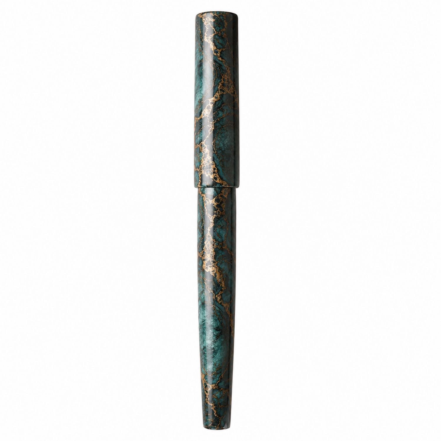 Stylo-plume marbré vert et doré avec détails élégants