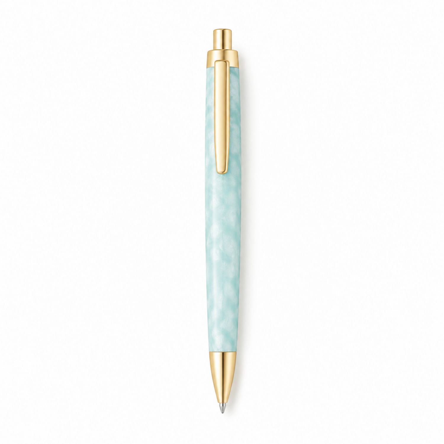 Stylo à bille bleu clair avec finitions dorées