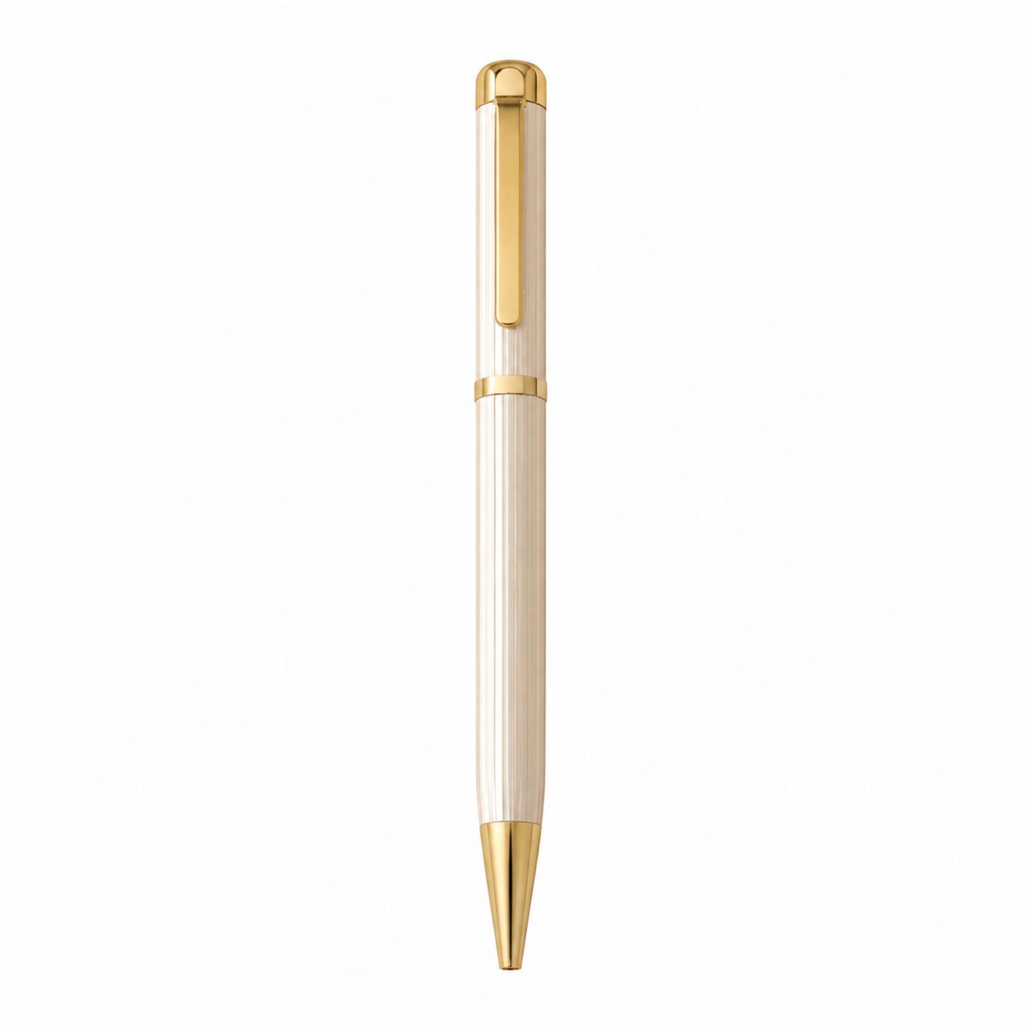 Stylo Bille Élegant Blanc et Doré avec Finitions Dorées