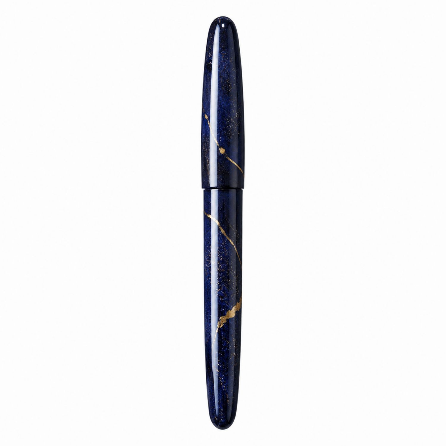 Stylo Plume Marbré Bleu avec Détails Dorés