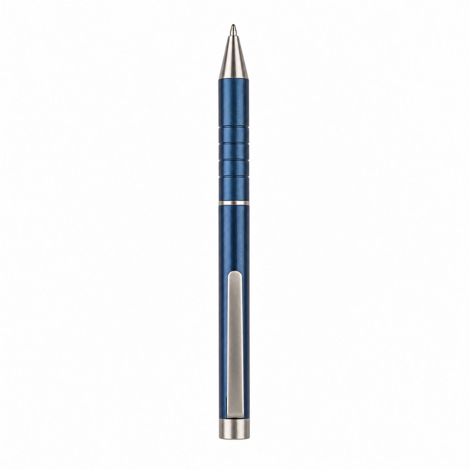 Stylo à bille bleu métallique élégant avec clip