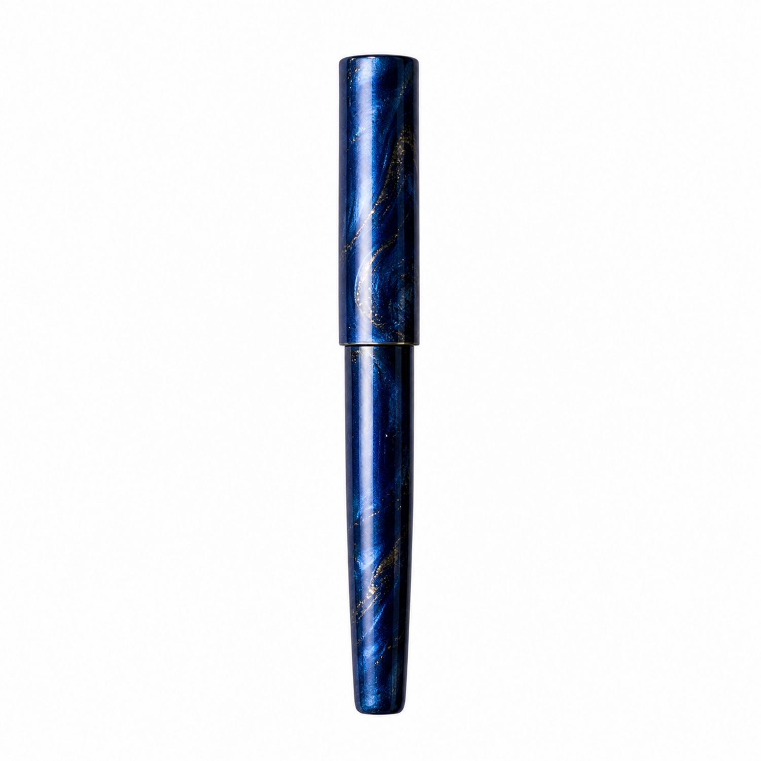 Stylo Plume Bleu Marbré avec Détails Dorés