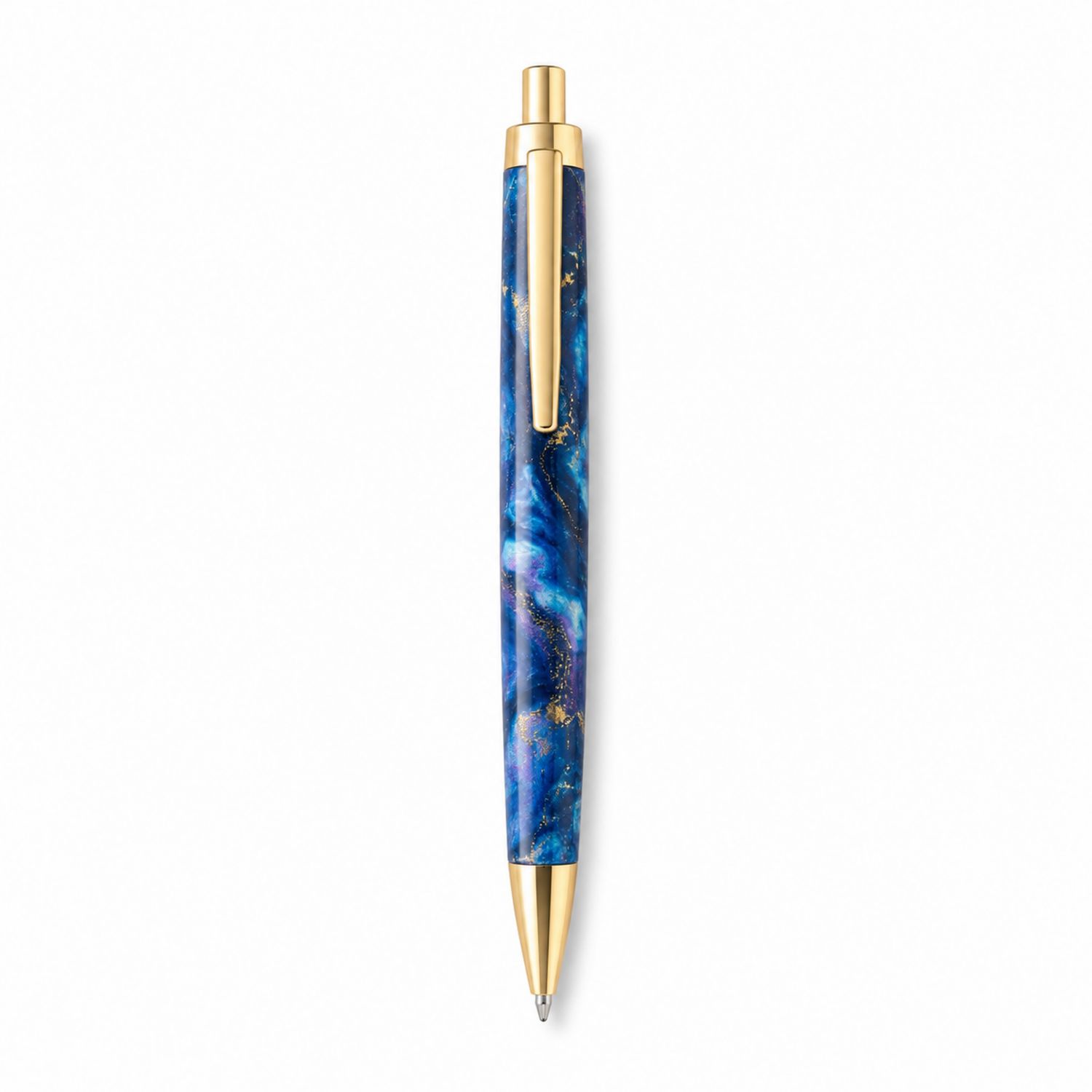 Stylo à Bille Bleu/Doré avec Design Marbré