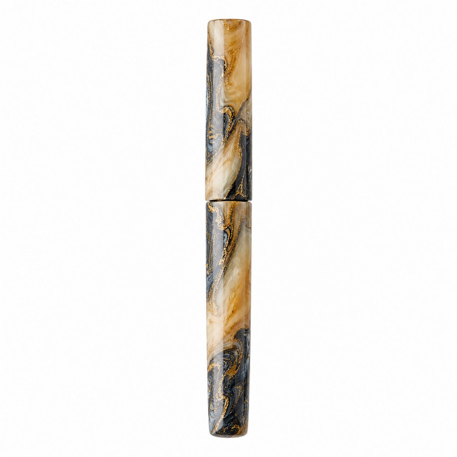 Stylo Plume Élégant avec Motif Marbré Noir et Doré