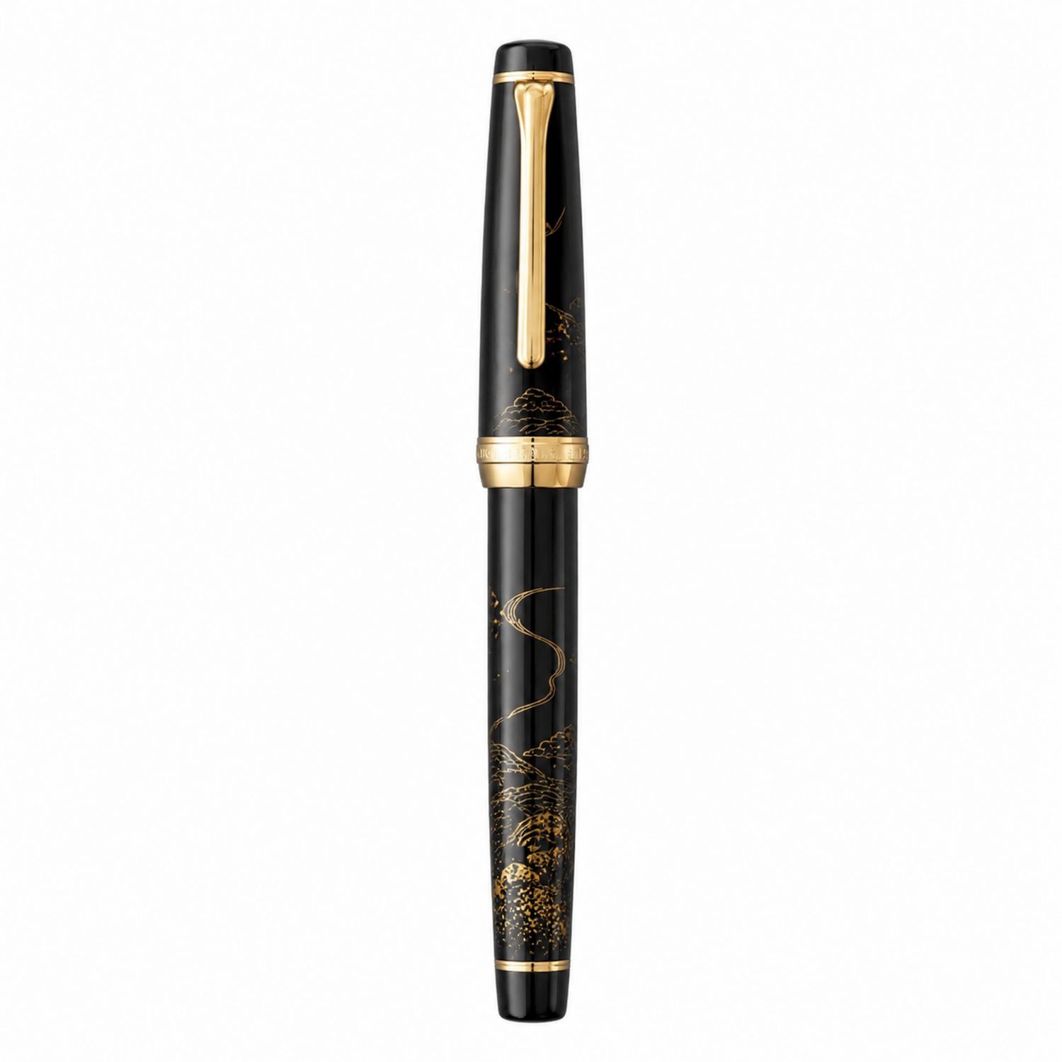 Stylo Plume Noir avec Décorations Dorées