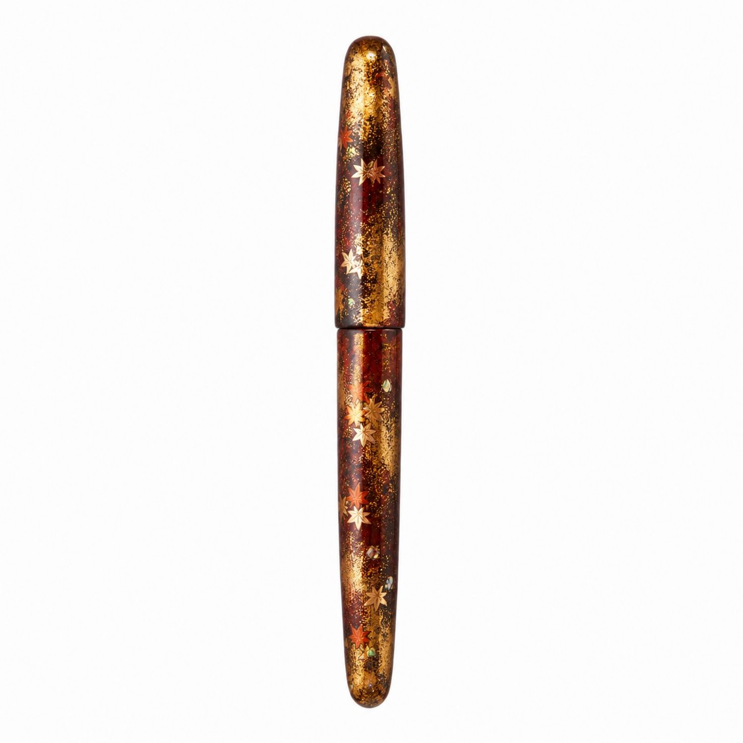 Stylo plume laqué avec motif d'érable rouge et or