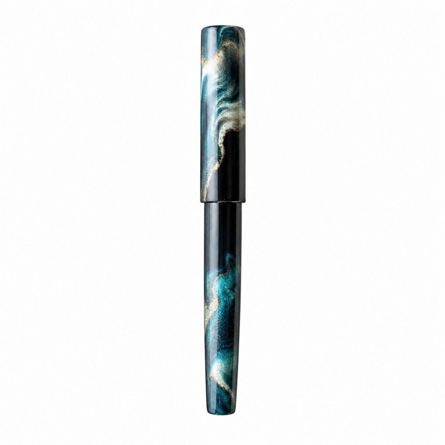 Stylo Plume Nocturne Marbré Bleu et Or