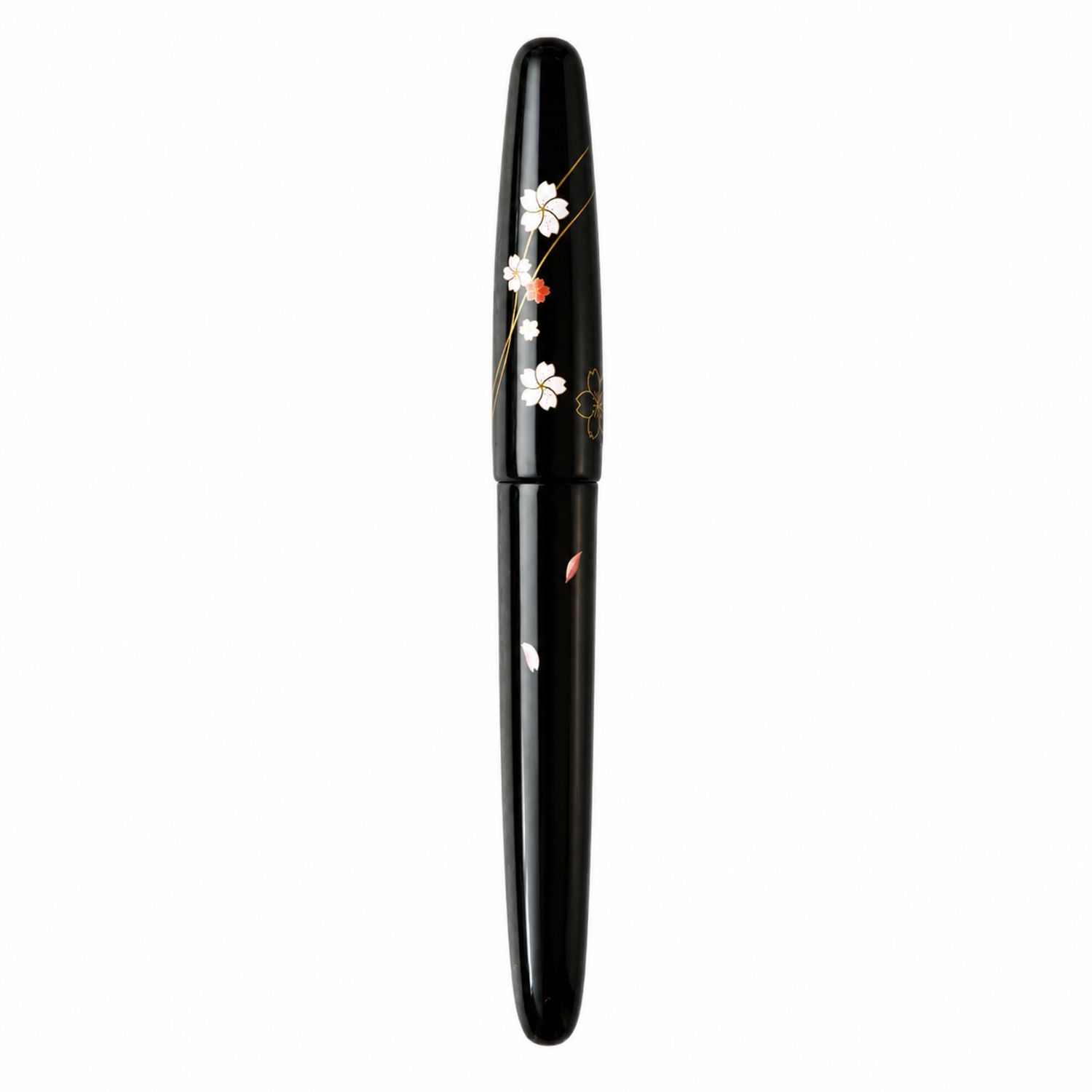 Stylo Plume Noir avec Motif Floral Sakura