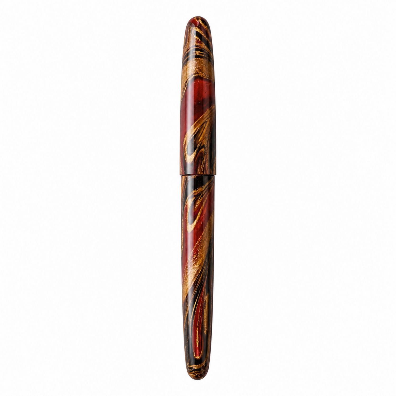Stylo Plume Marbré Rouge et Doré - Taille Moyenne