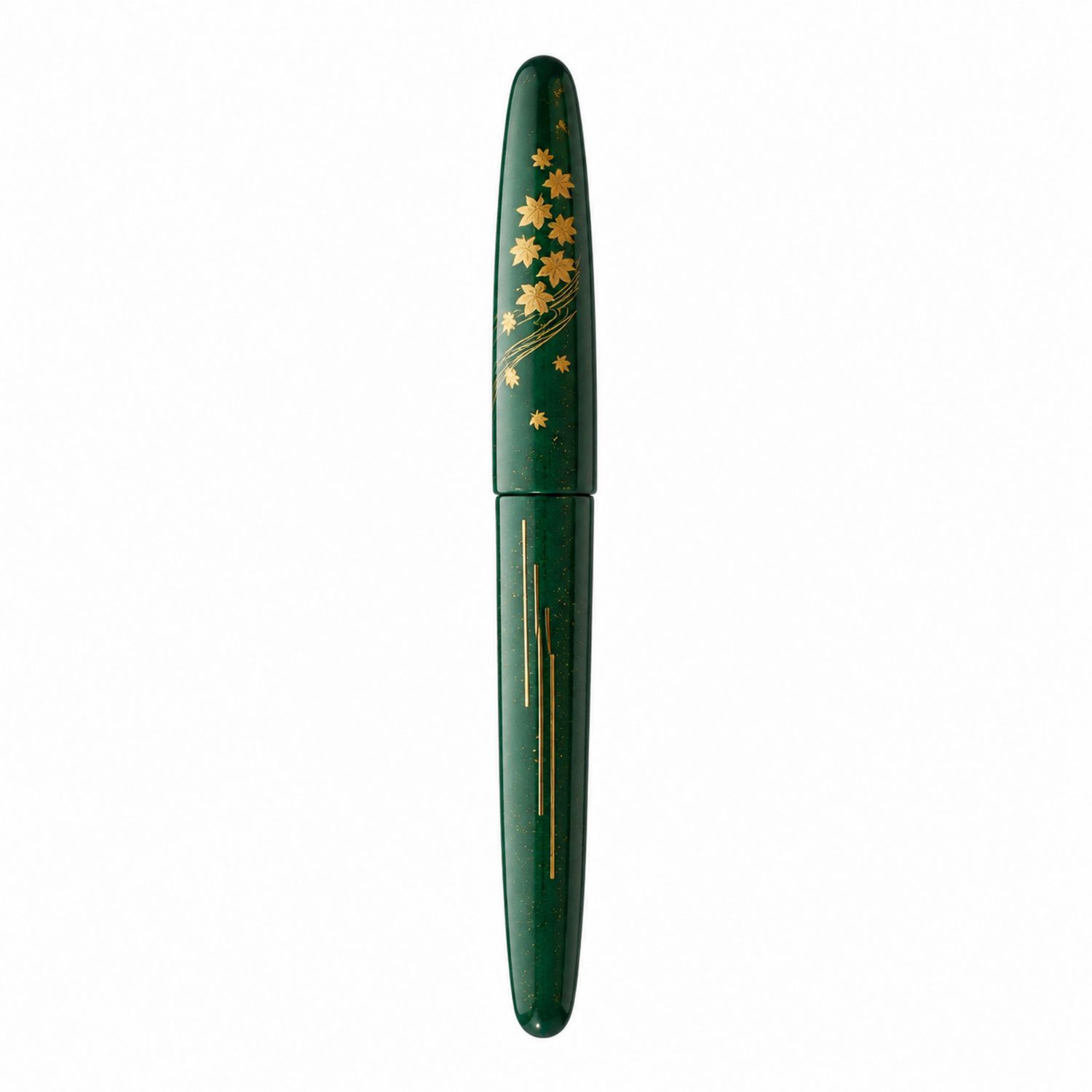 Stylo Plume Vert Foncé avec Motifs Dorés