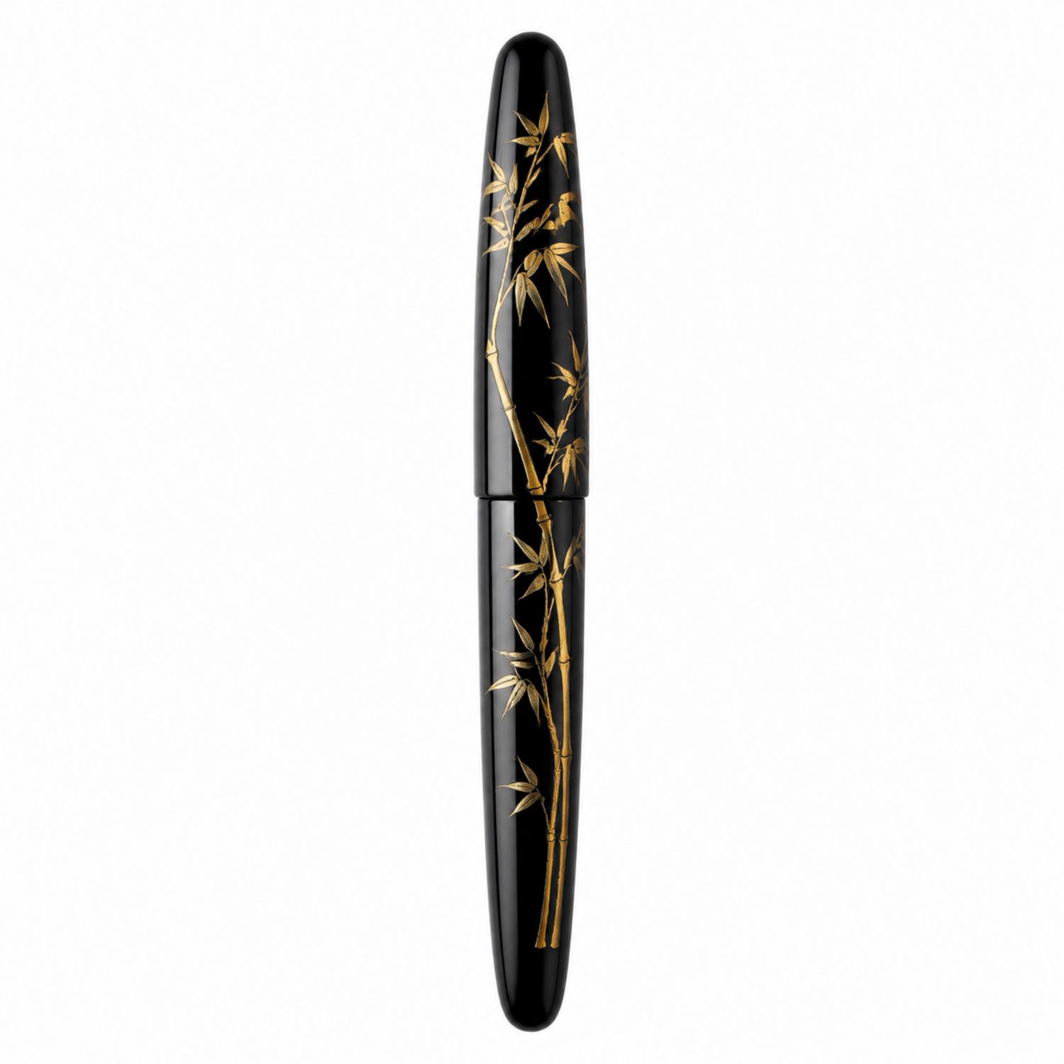 Stylo-plume noir avec motif de bambou doré