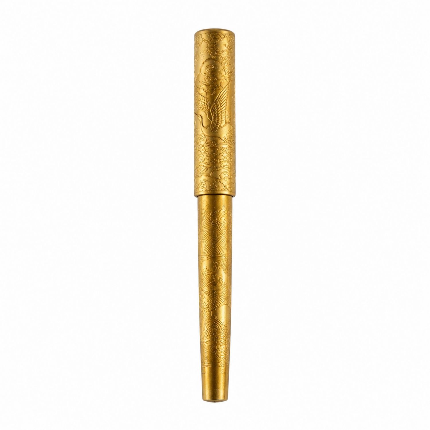 Stylo Plume Gravé Doré avec Détails Artistiques