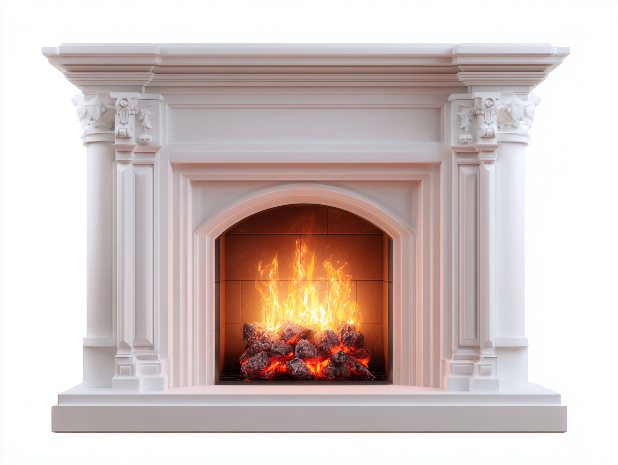 Kamin MDF 145x38x118 cm Weiß für Wohnzimmer - Dekoratives Flammeneffekt Design - Klassischer Stil-Vavaaspace