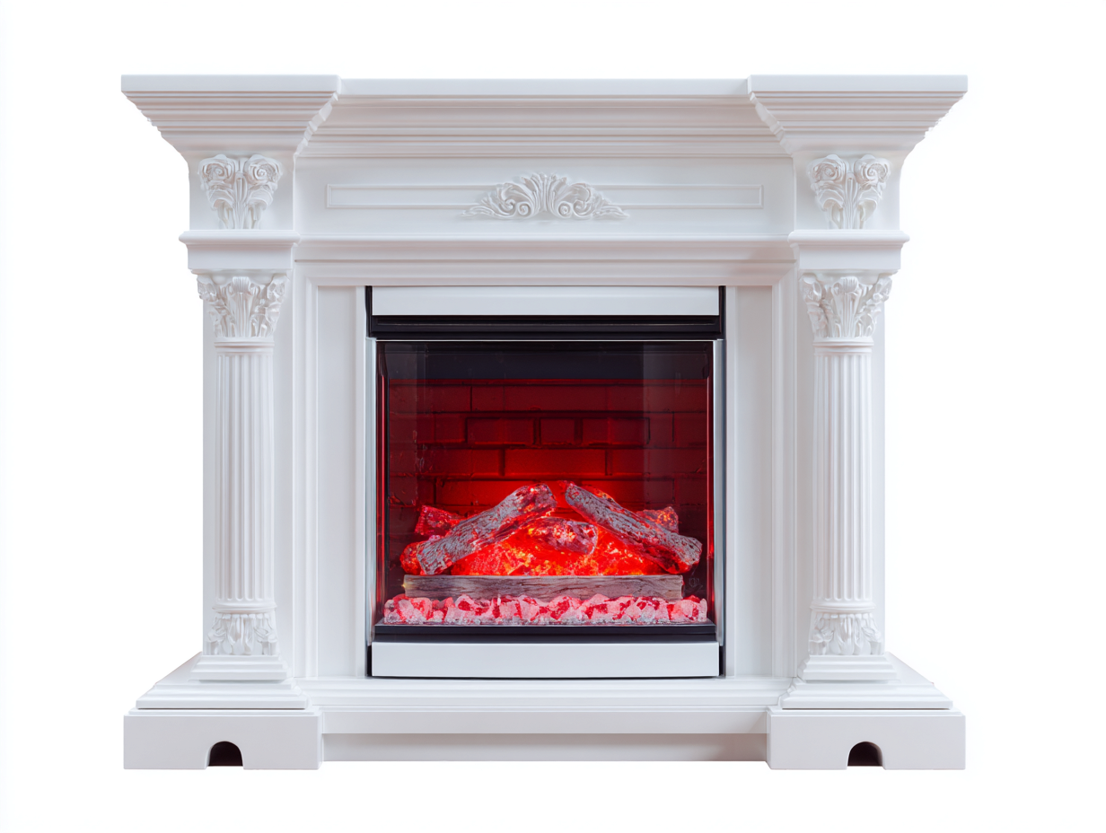 Kamin MDF 120x35x100 cm - weiß - klassischer Elektrokamin für das Wohnzimmer-Vavaaspace