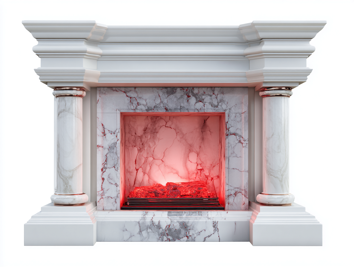 Kamin Marmoroptik 160x40x120 cm Weiß-Grau klassisches Dekordesign-Vavaaspace
