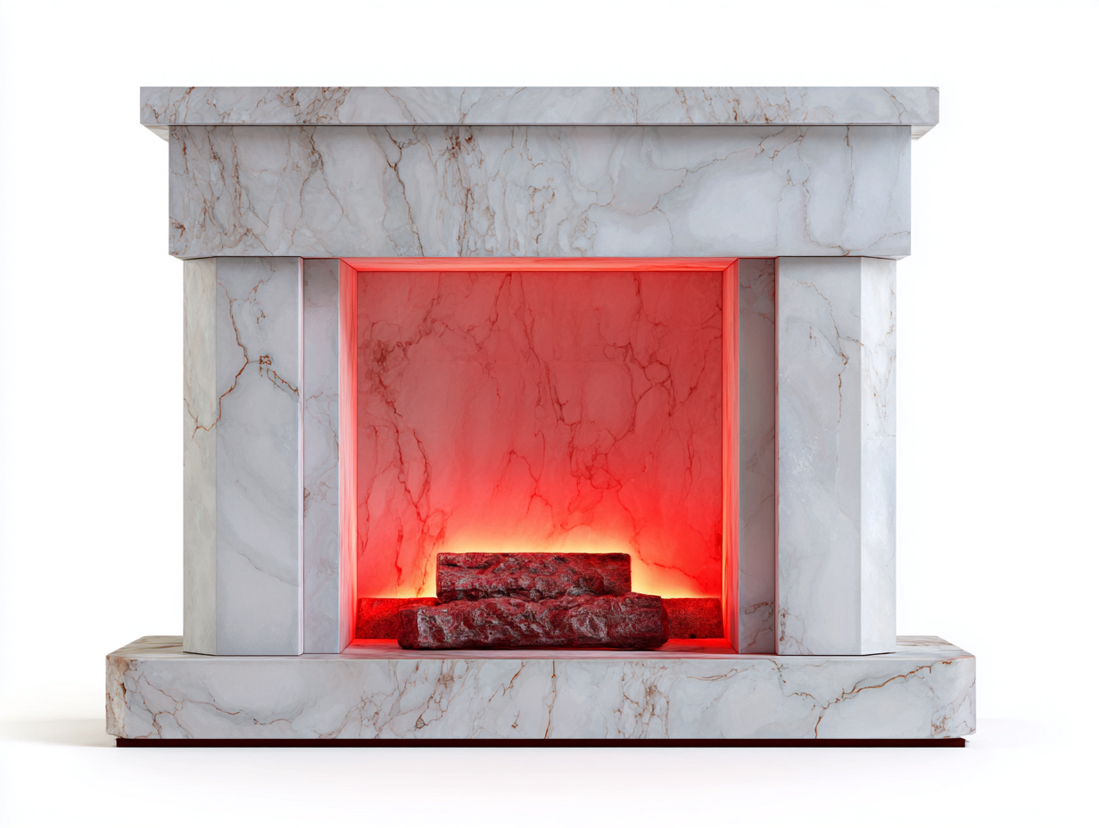 Kamin Elektrokamin 140x38x105 cm - Weiß-Rot - Modernes Design-Vavaaspace