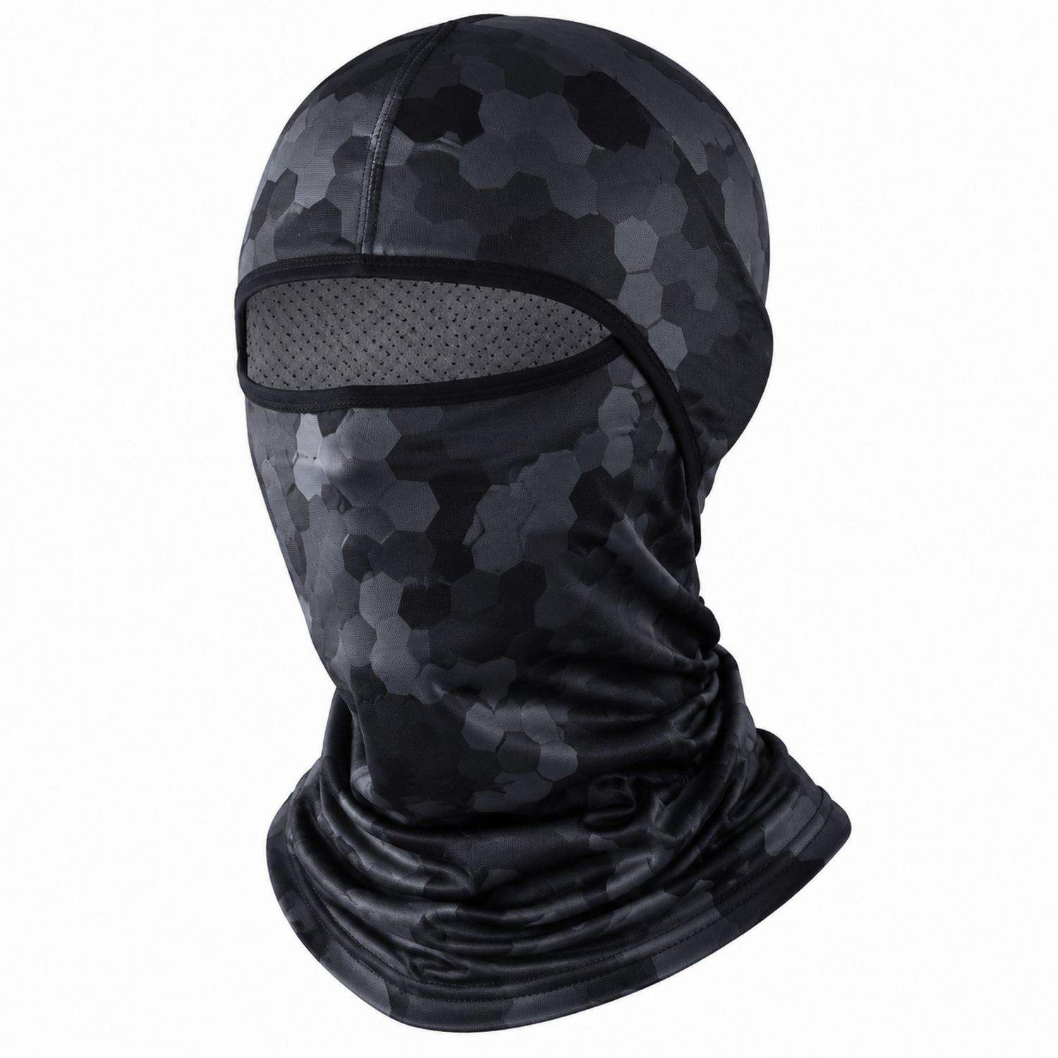 Pasamontañas Balaclava Camuflaje Hexagonal Negro Transpirable