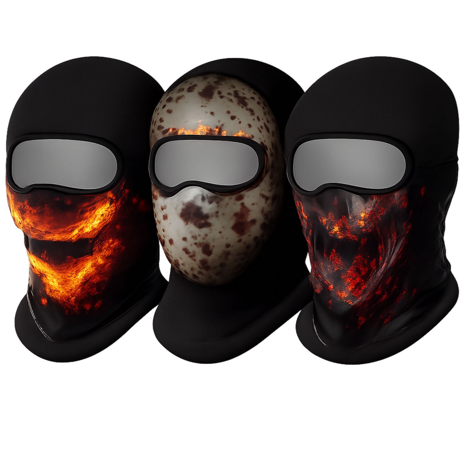 Pasamontañas de Protección Total con Diseño de Fuego y Moteado