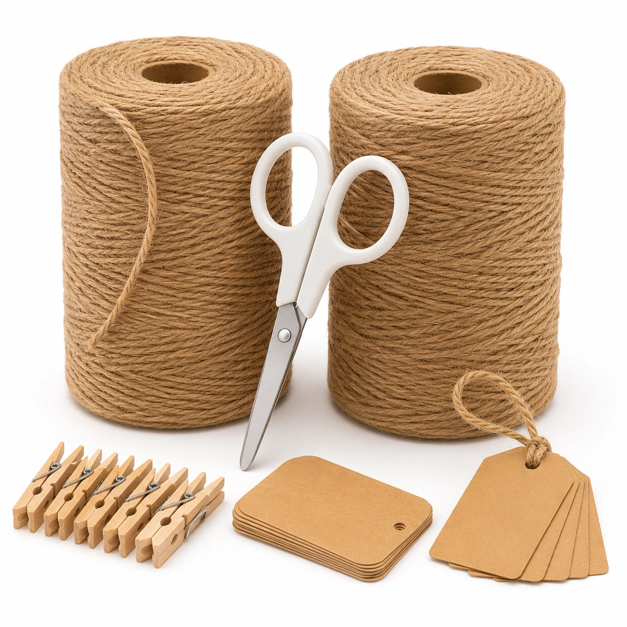 Jute Kordel Set mit Etiketten und Klammern-taverohome