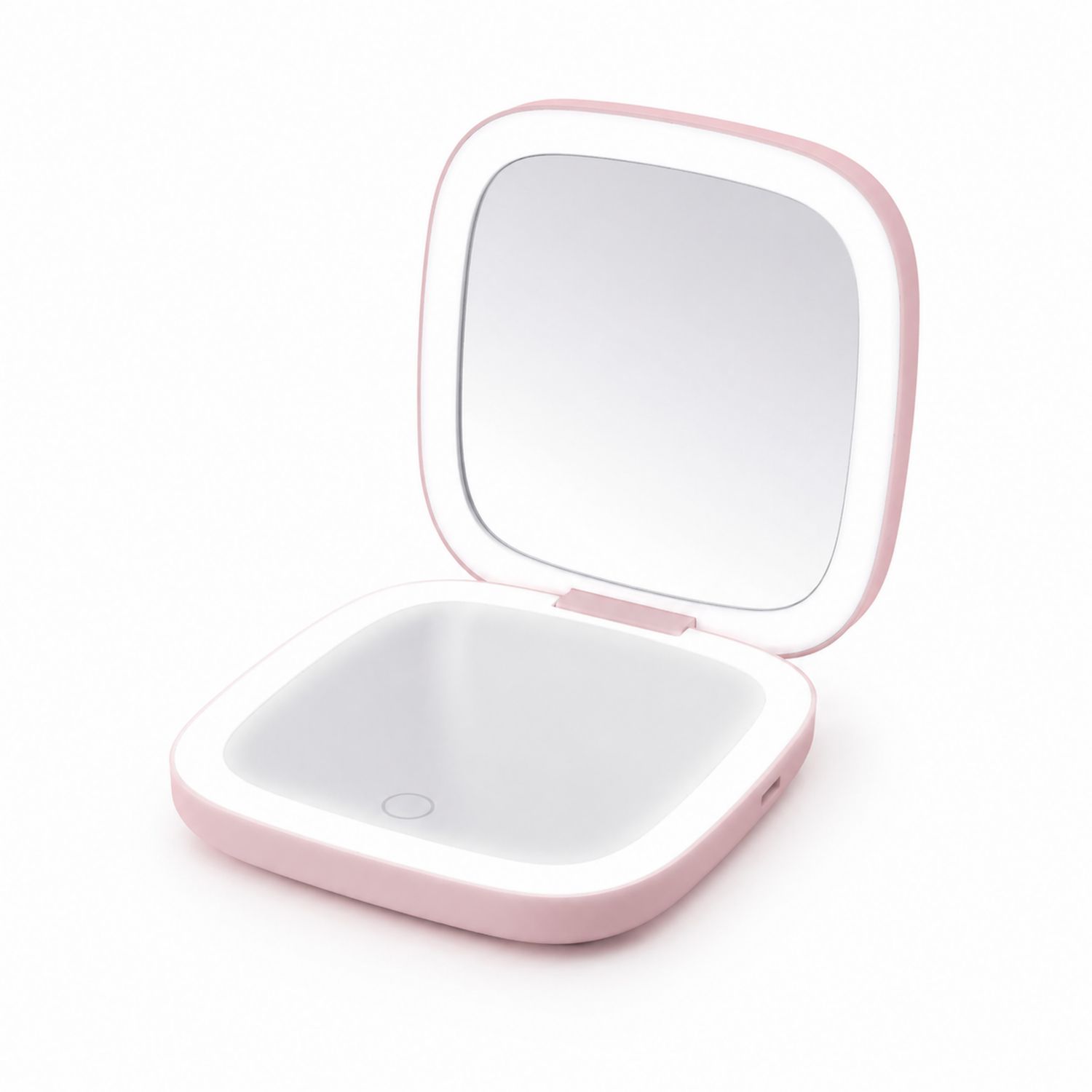 Espejo Compacto LED con Luz y Sensor Táctil Rosa