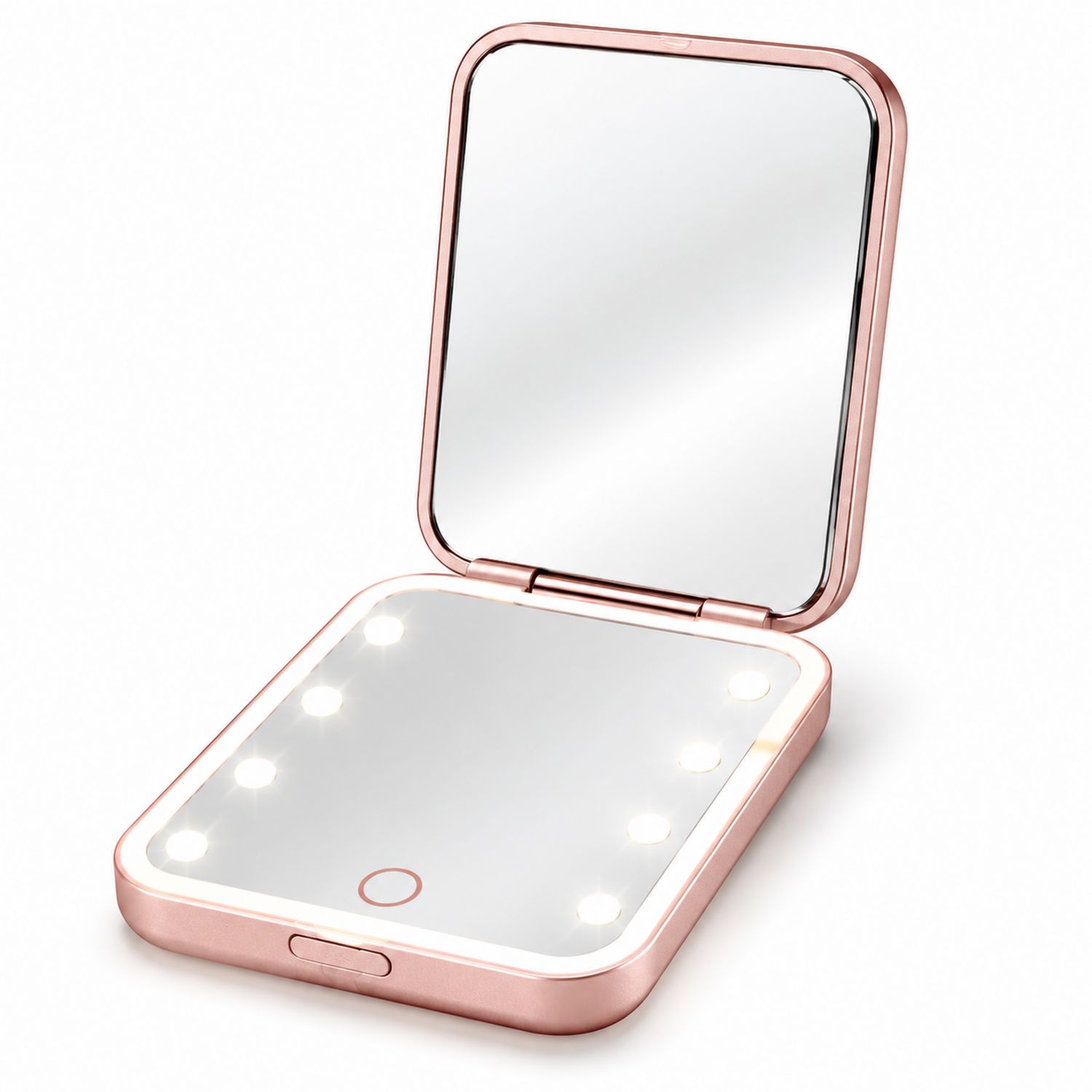 Espejo de Maquillaje Portátil con LED Rosa