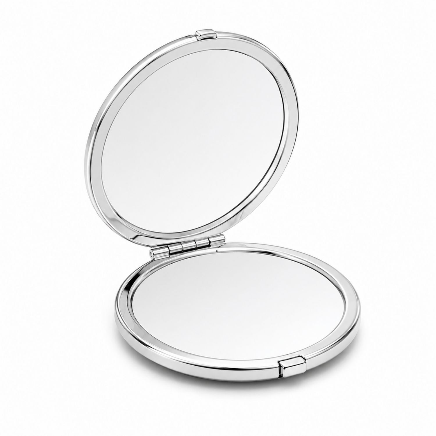 Espejo Compacto de Doble Cara en Color Plateado