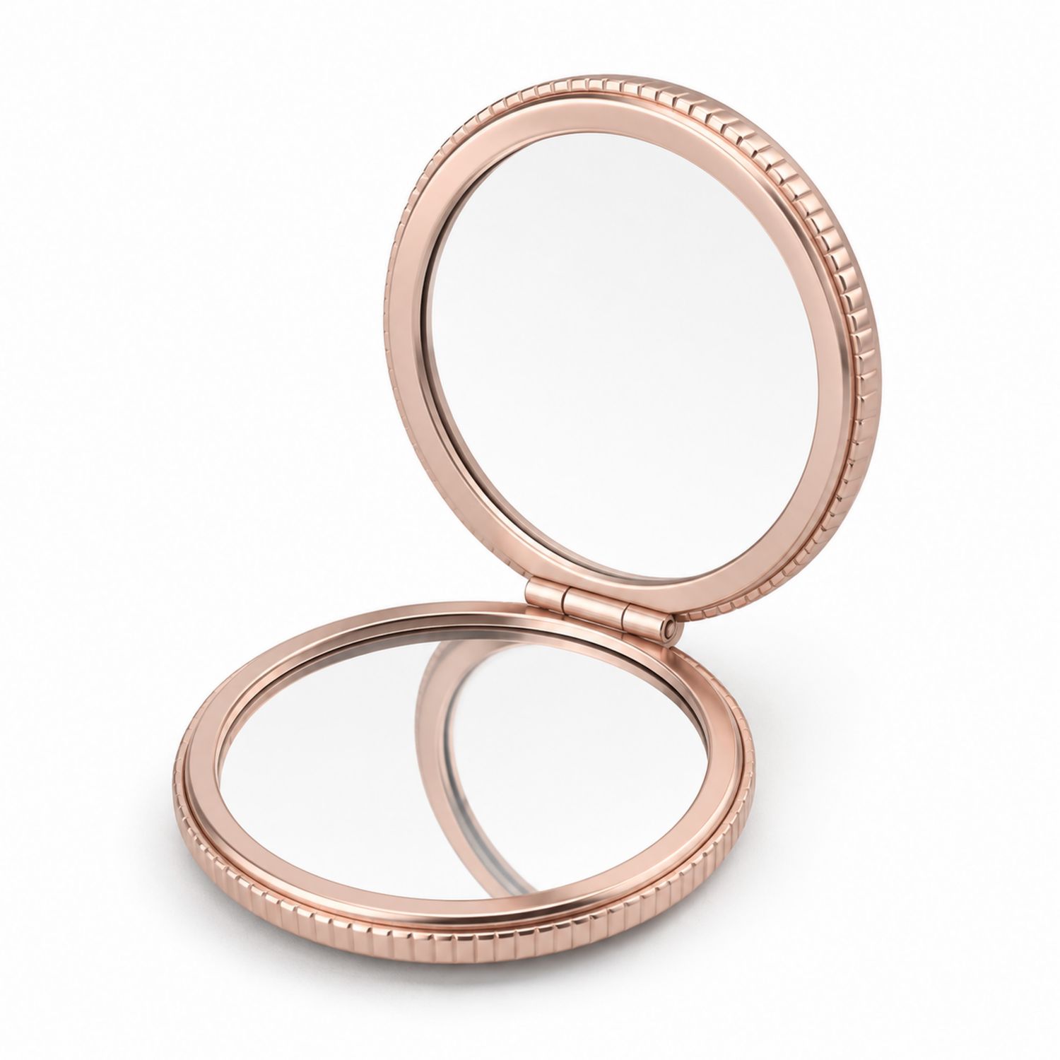 Espejo de Bolsillo Redondo Plegable en Oro Rosa