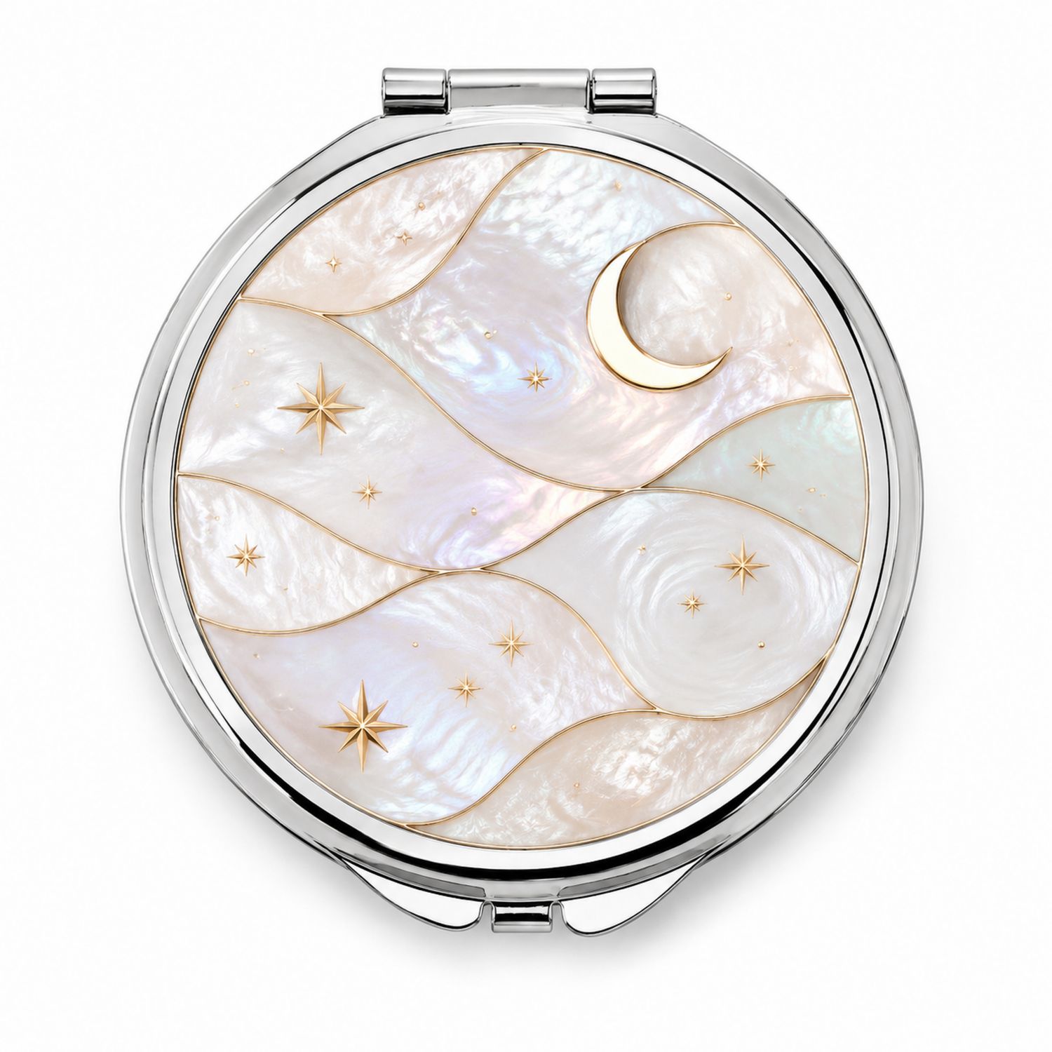 Espejo Compacto con Diseño de Nacar y Lunar