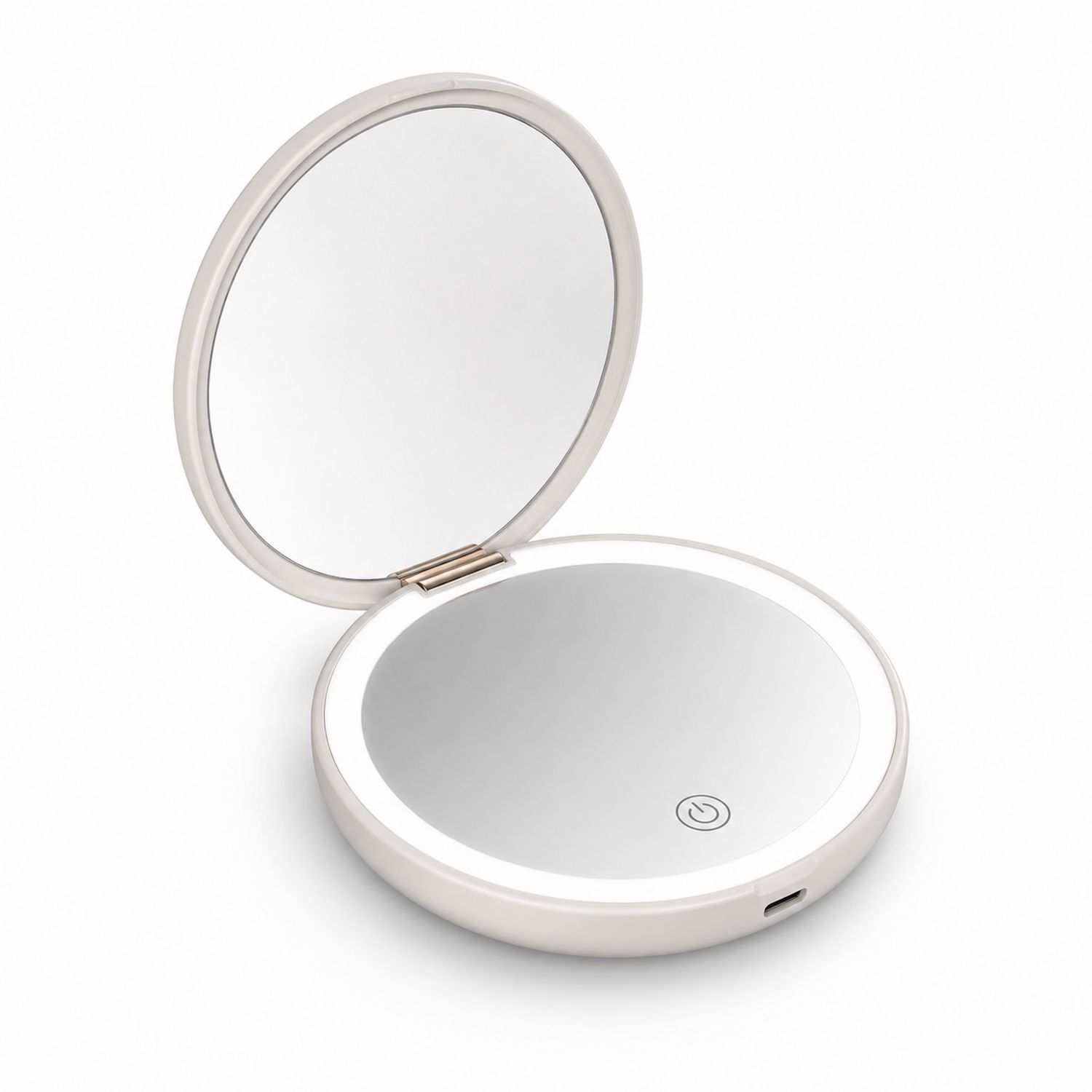 Espejo Compacto Portátil con Luz LED Blanca Recargable