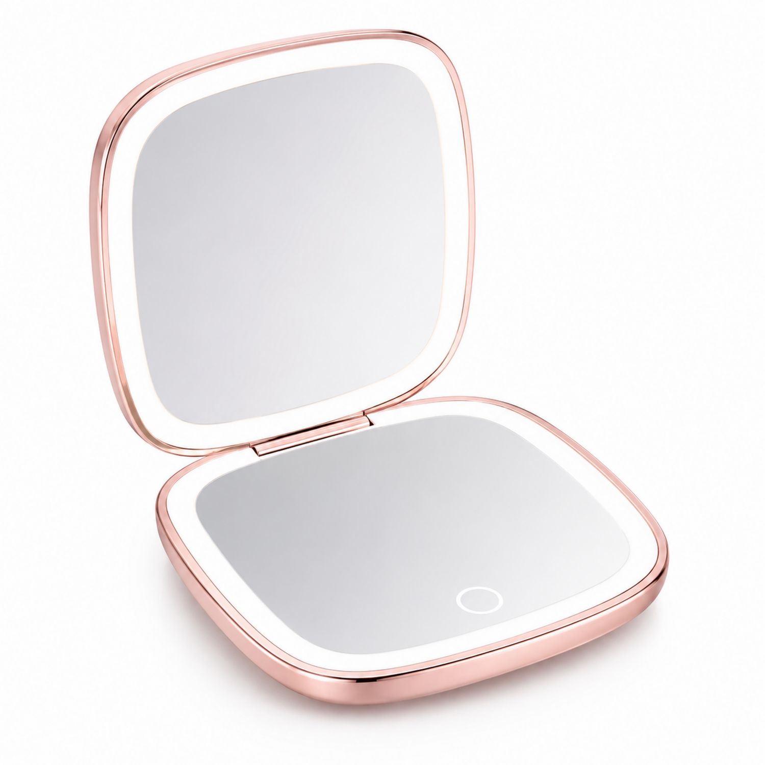 Espejo de Maquillaje Compacto LED Rose Gold