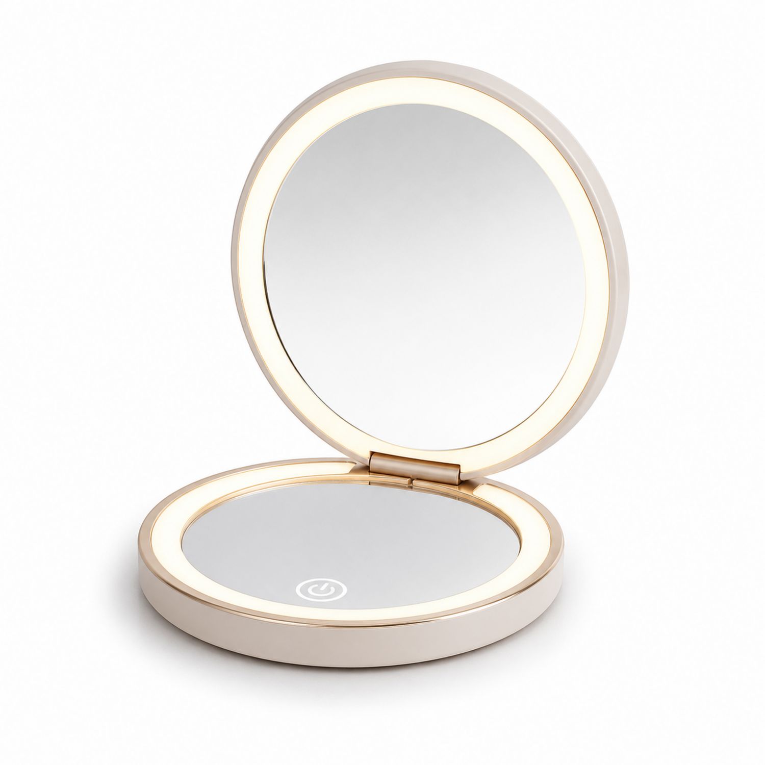 Espejo Compacto LED con Sensor Táctil Dorado