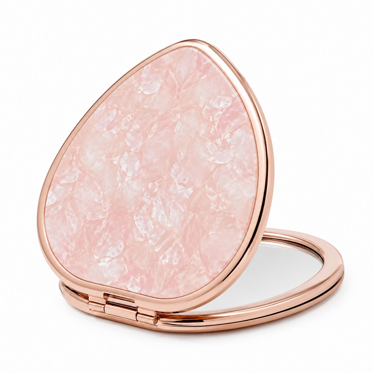 Espejo Compacto de Bolso con Diseño Mármol Rosa