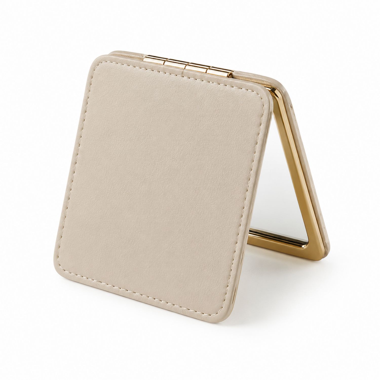 Espejo plegable portátil beige/dorado compacto