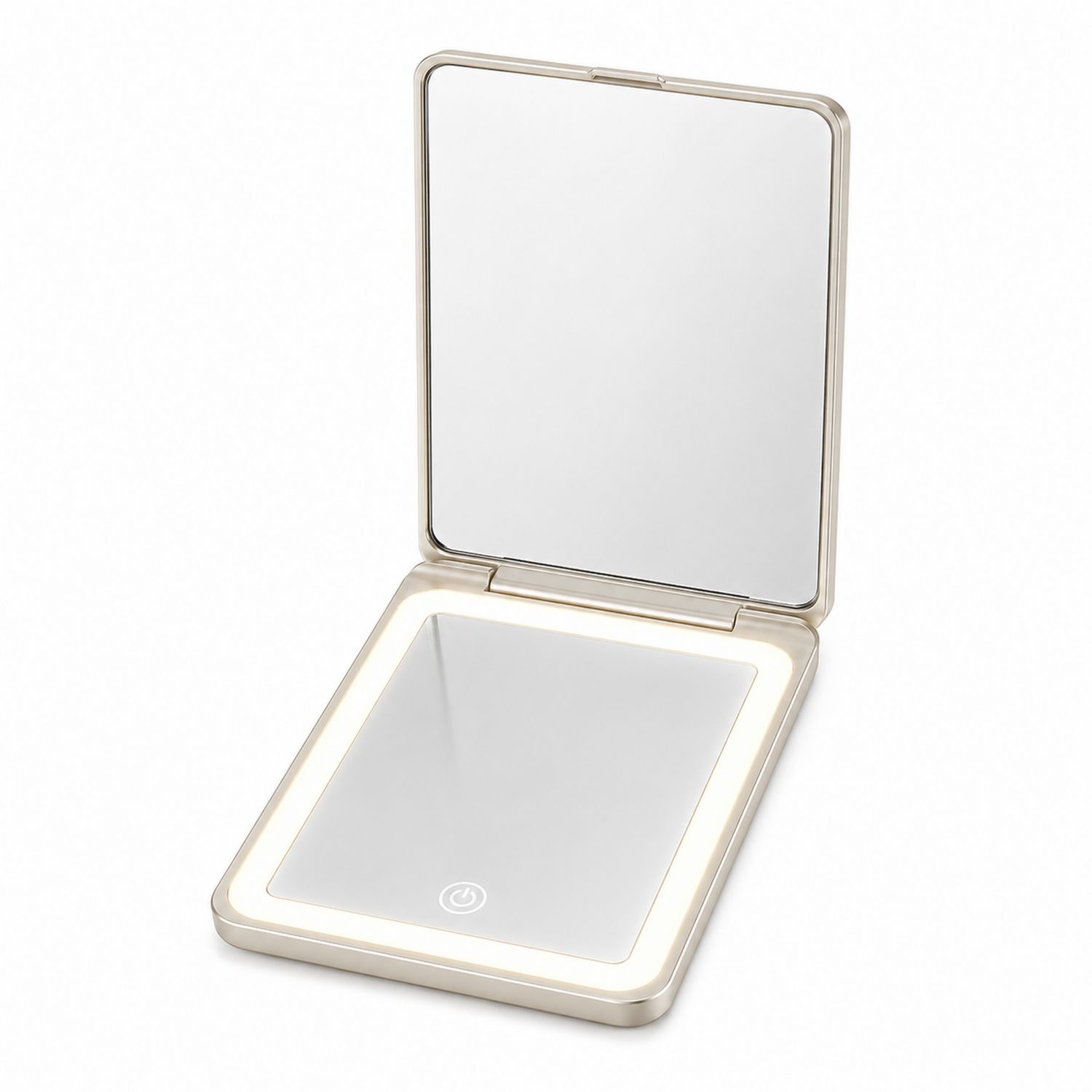 Espejo Compacto con Luz LED Portátil Plegable Dorado