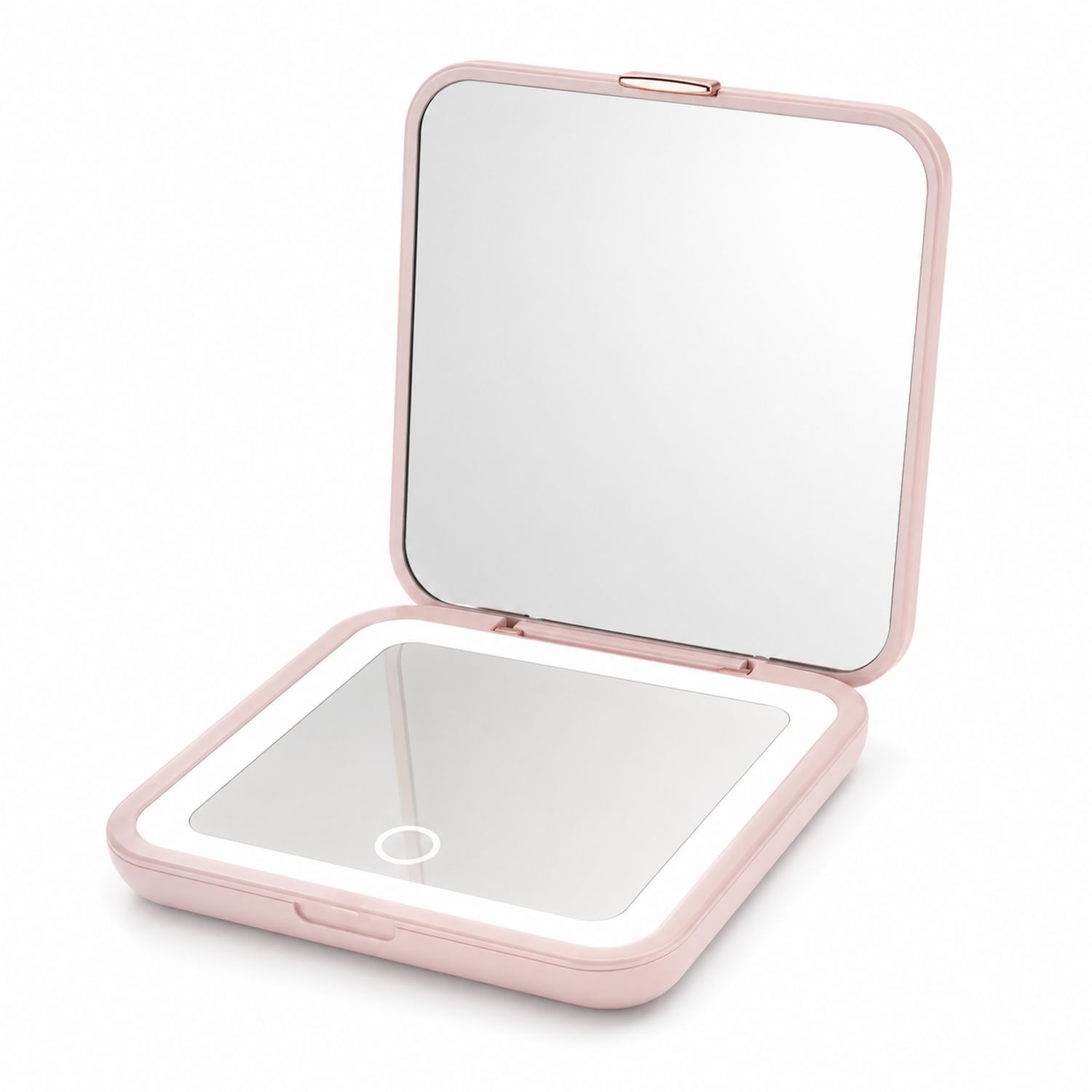 Espejo de Maquillaje Portátil con Luz LED Rosa