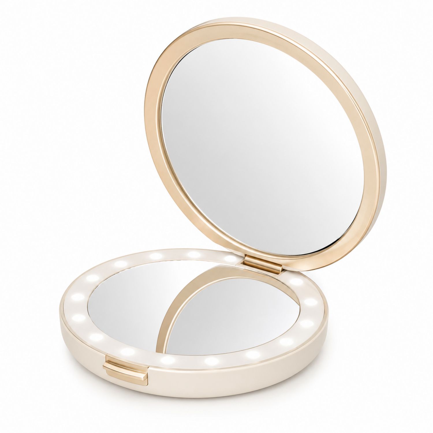 Espejo de Maquillaje Compacto con Luz LED Dorado
