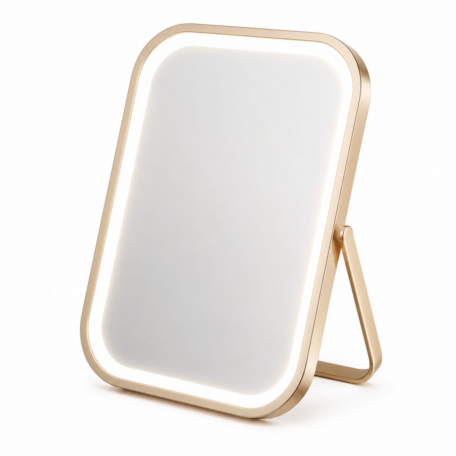 Espejo de Maquillaje LED Táctil Rectangular en Oro