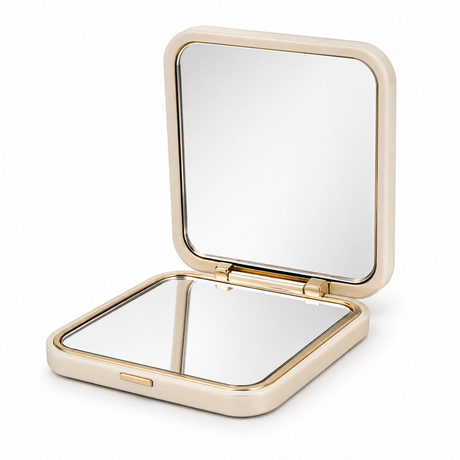 Espejo compacto cuadrado portátil color dorado 8x8 cm