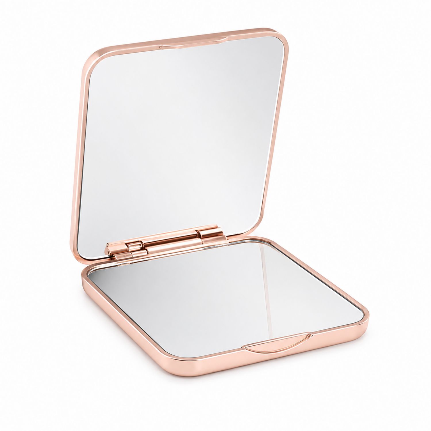 Espejo Compacto Plegable en Oro Rosa para Maquillaje