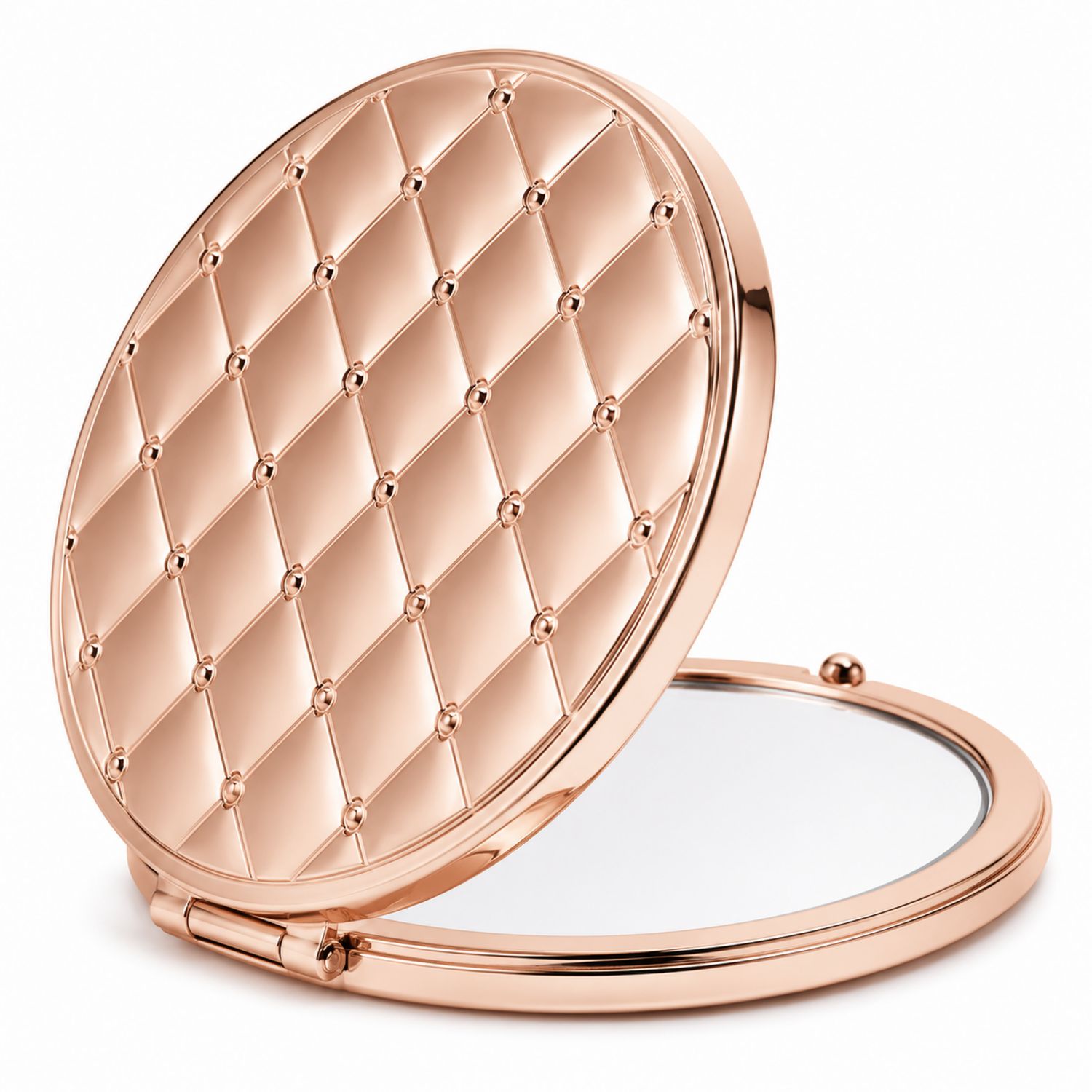Espejo Compacto Doble Cara Rosa Dorado de 7 cm